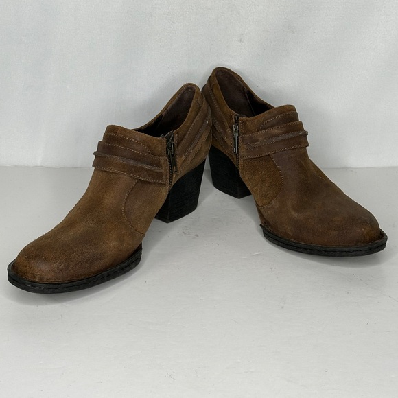 Born Shelby Harness Ankle Bootie Round Toe Brown Leather Western Sz 10 - Picture 10 of 10